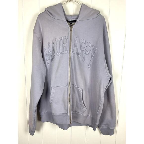 Madhappy Unisex Full Zip French Terry Hoodie with Sewn on Applica Size XL - Picture 1 of 7